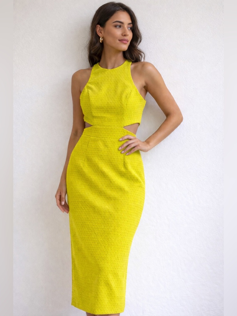 ASOS Lime Cutout Midi Sheath Dress